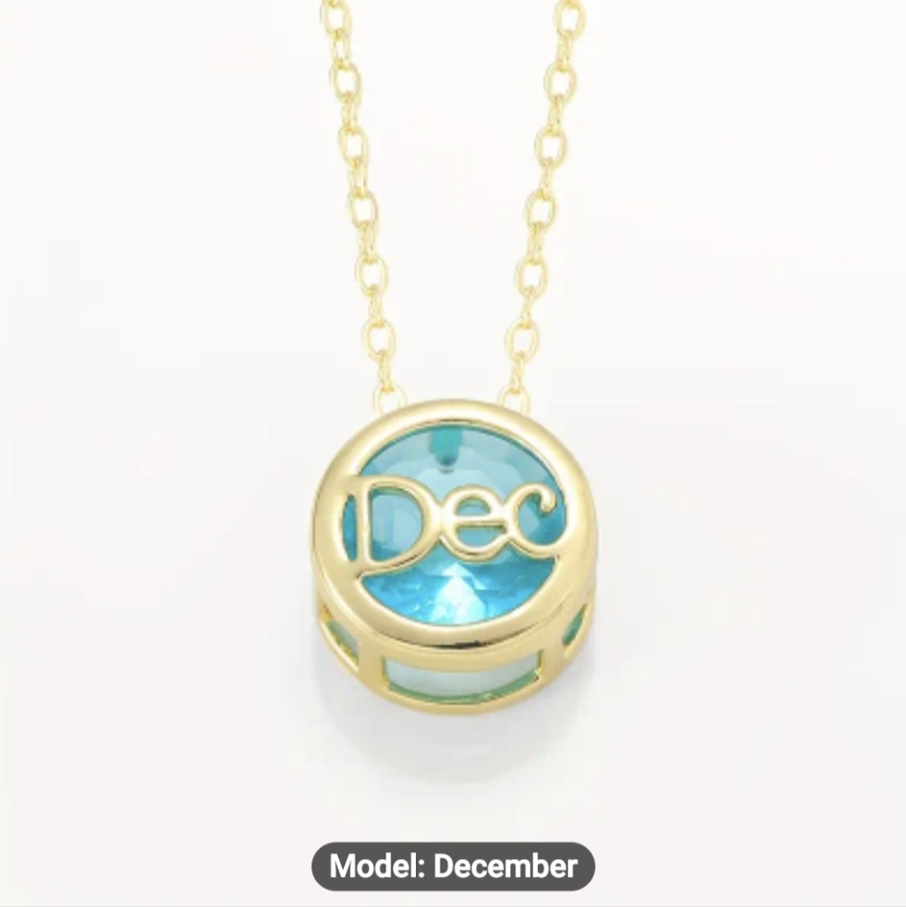 🎉🎉NEW🎉🎉 PRETTY!! Stainless Steel CZ LT BLUE DECEMBER Charm Necklace